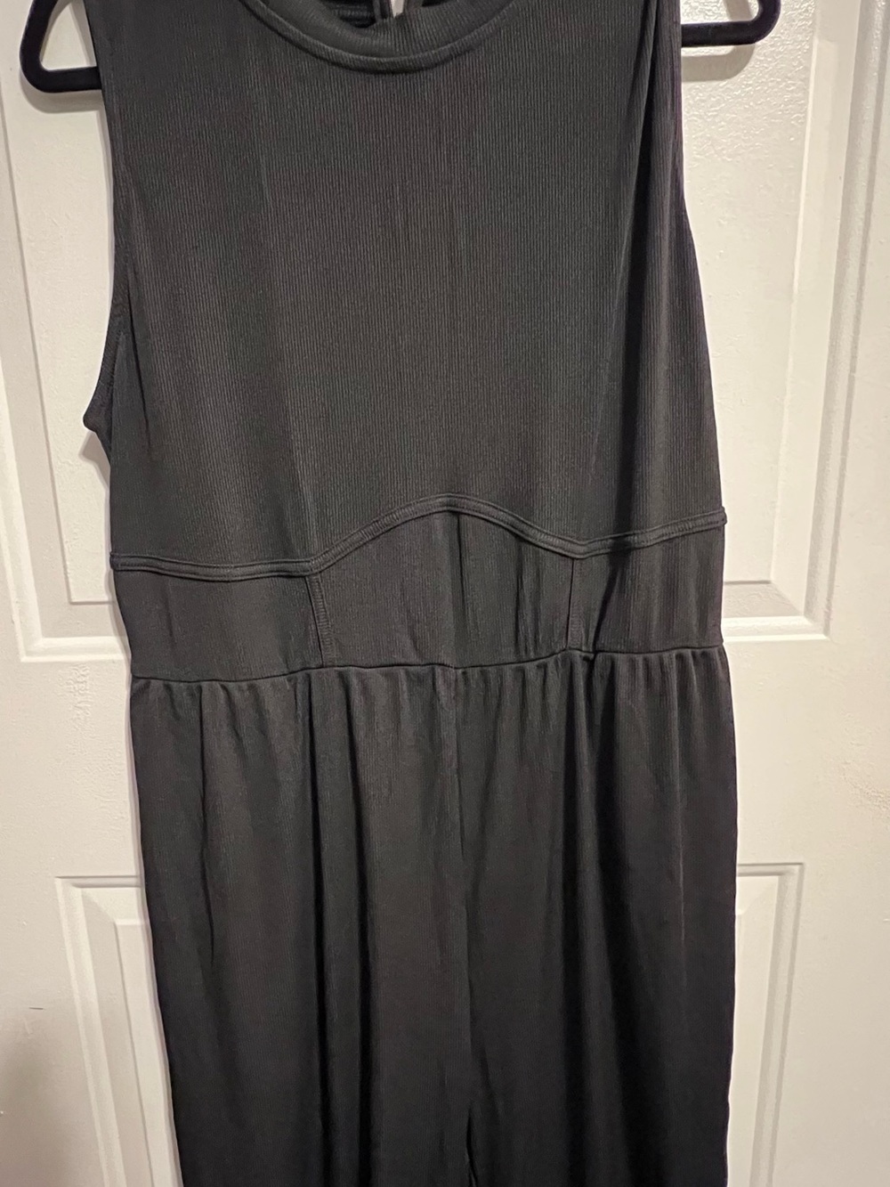 Cider Black Sleeveless Jumpsuit with Seamed Waist